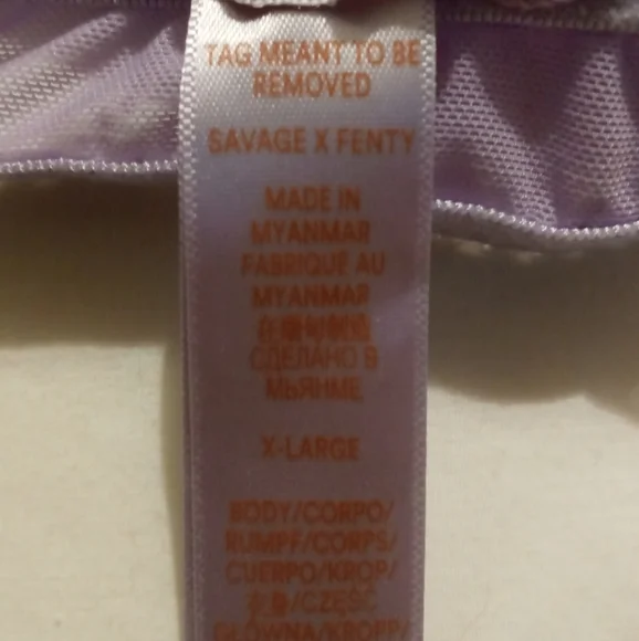 Savage X Fenty Flocked Logo Unlined Bra In Purple Lavender, Size- XL - Picture 7 of 7